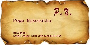 Popp Nikoletta névjegykártya